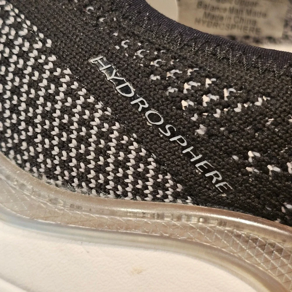 Ryka Hydrosphere Womens Black White Knit Slip On Walking Shoes Sneakers New 9M
